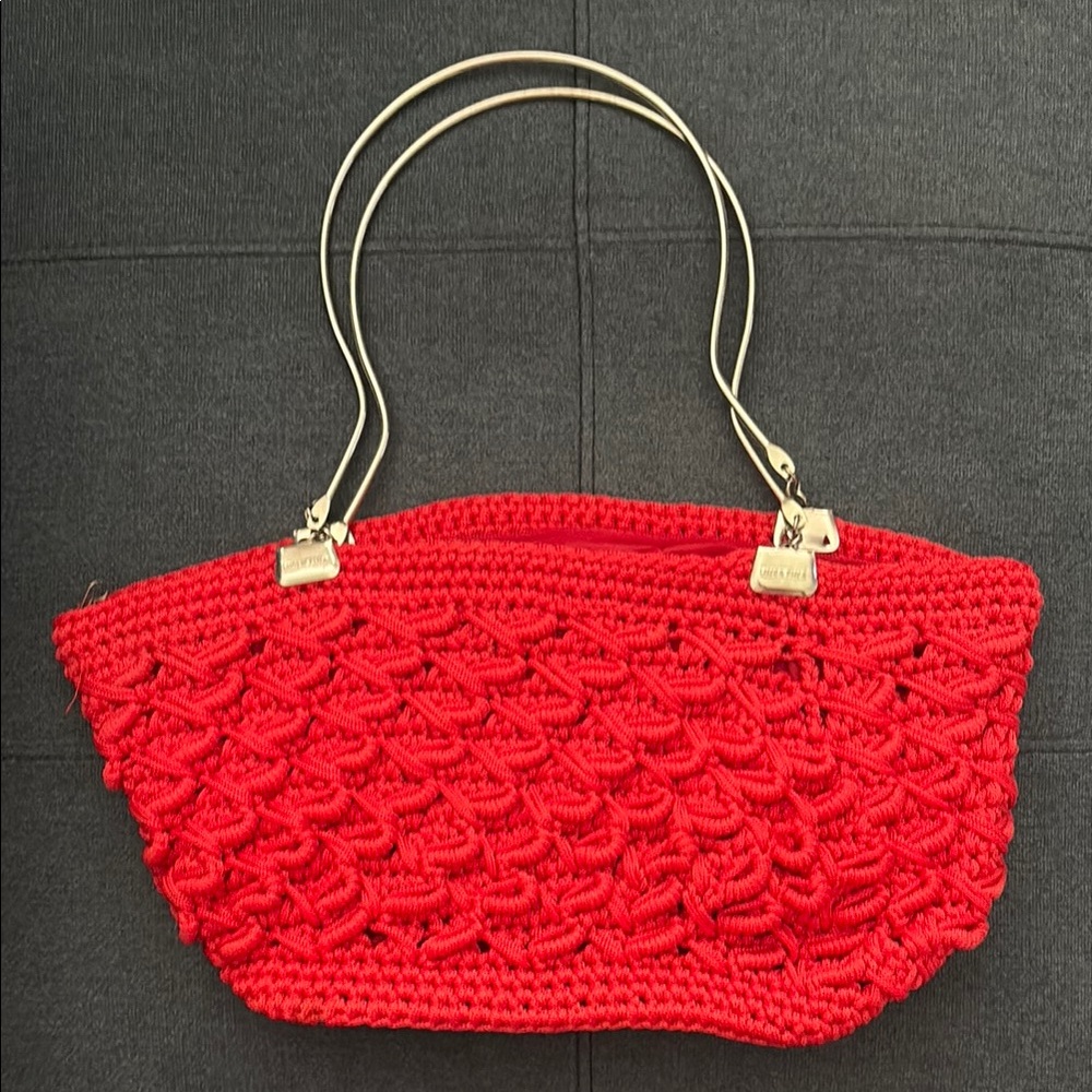 Chic Red Handwoven Tote Bag